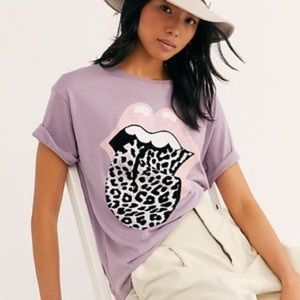 Rolling Stones Flocked Leopard Tongue Tee Size M